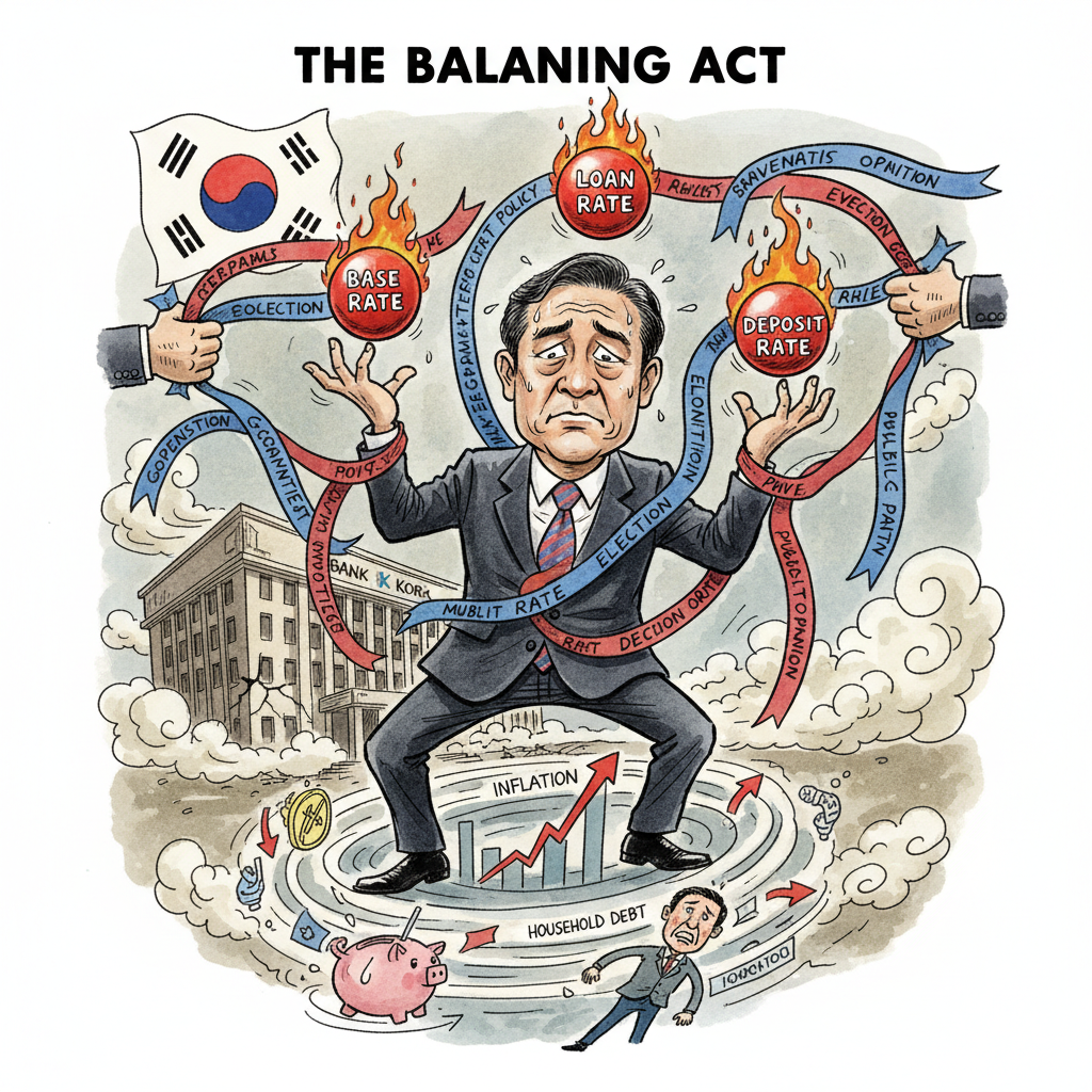 성장률은 올리는데 금리는 묶어둔다: 한국은행의 위선적 균형게임